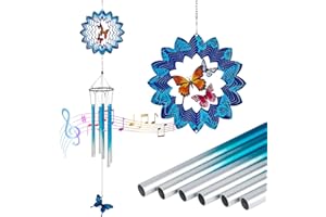 TUOKING Wind Chimes for Outside 3D Butterfly Wind Spinner Windchimes Outdoor Yard Hanging Decor for Garden Patio, Unique Gift for Mom,Women,Chimes Lovers