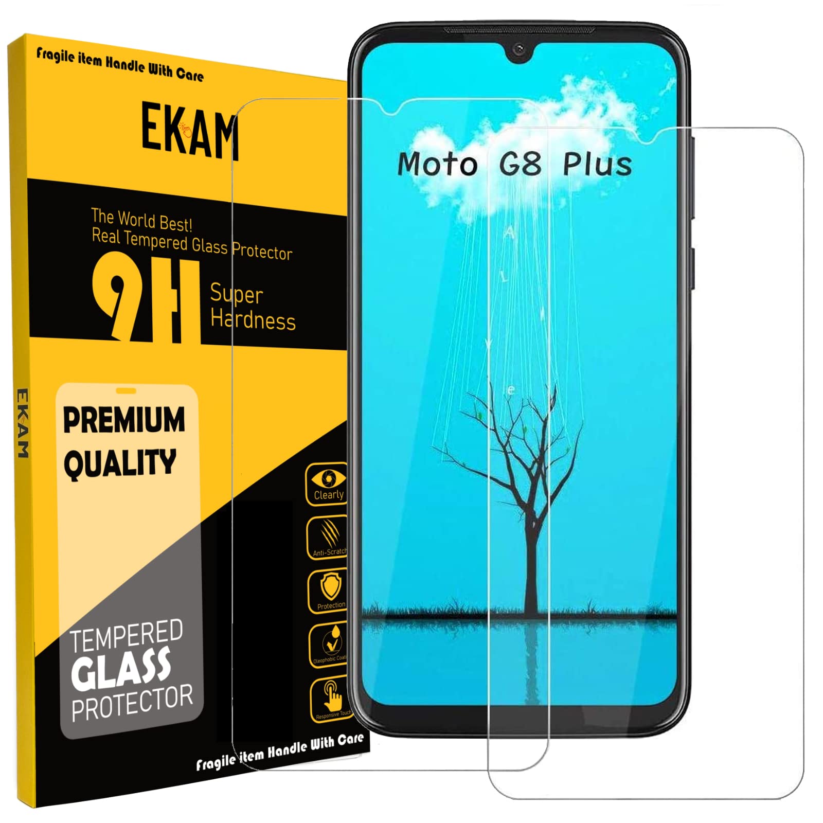 Mobile Stuff For Motorola Moto G8 Plus Screen Protector, [2 PACK] Tempered Glass [9H Hardness] [Bubble Free] [Case Friendly] Screen Protective Film For Motorola Moto G8 Plus