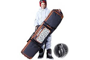 XCMAN Padded Snowboard Bag with Wheels, Extendable Roller Ski Bag for Air Traveling Adjustable Length - Extra Long/Wide/Deep,Waterproof - with Protection Ribs