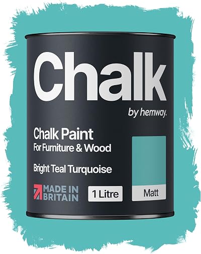Hemway Chalk Paint Bright Teal Turquoise 1L Matt Finish Furniture Paint