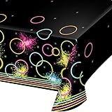 Creative Converting 318135 All Over Print Plastic Tablecover, 54 x 102", Glow Party