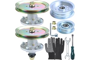 FULAIGE 2 Pack Pre-Greased GY21098 Spindle Assembly with GX20367 Pulley GY20629 Pulley GY20067 Pulley Replaces GY20454 AUC15811 GY20962 for John Deere D110 D130 E100 E130 LA105 LA120 Tractors