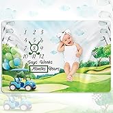 Nuanchu Baby Monthly Milestone Blanket Baby Girl Boy 60" x 40" Soft Fleece First 12 Months Growth Chart Newborn Photography Background Baby's First Year Milestone Blanket Nursery Decor(Golf)