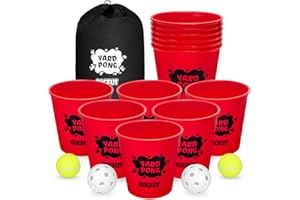 SUGFUT Yard Pong Outdoor Games Set, Yard Games with Durable Buckets, Balls and Carrying Bag, Backyard Toss Game, Outdoor Games for Adults, Family