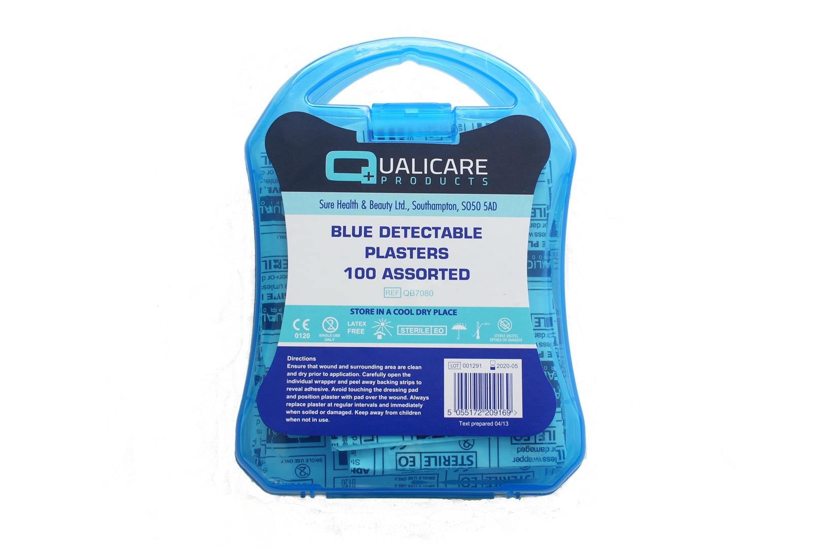 100 Assorted Sterile Blue Plasters, Detectable for Catering