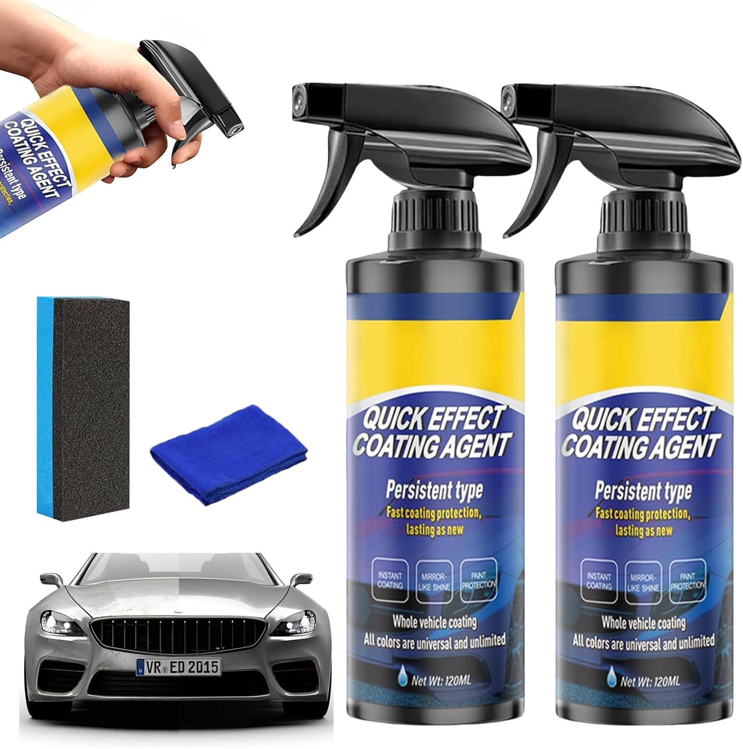 TABOUNTS 2 Pack Quick Effect Coating Agent for Car - Car Coating Spray, Advanced Car Quick-Acting Coating Agent Sprays for Scratch Repair, Oil Film Removal, Long-Lasting Hydrophobic Coating