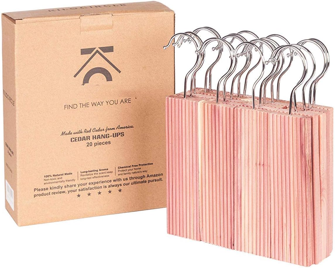 Ruitx Cedar Hang ups for Closet 20pcs Nature Moth Repellent with Cedar Fragrance-Standard Size 6.5''x1.9''X0.5''