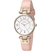 BUREI Women's Luxury Quartz Waterproof Pointer Watch with Simple Leather Strap - Exquisite Small Women's Watch