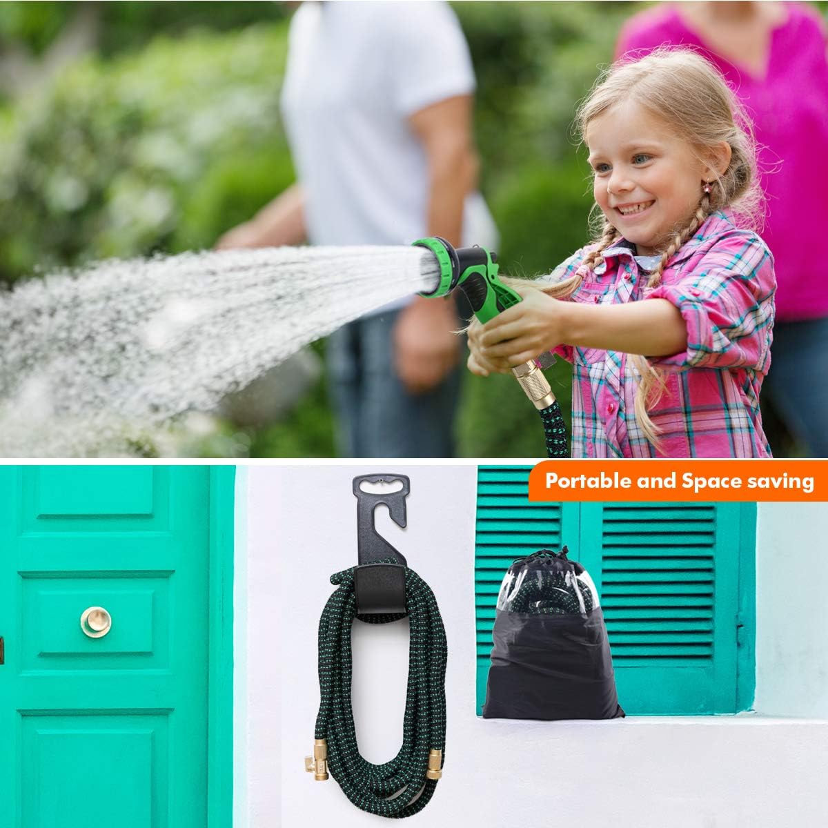 Expandable Garden Hose, 100ft Leakproof Garden Hose with 10 Functions Nozzle, Flexible Water Hose with Durable 3-Layers Latex Core, 3/4" Solid Brass Fittings, Premium 3750D Fabric: Home Improvement