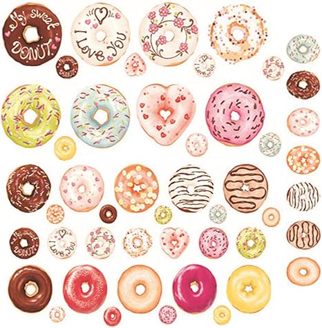 Amazon Co Jp Maydahui ウォールステッカー ドーナツ かわいい 食べ物 デザート スイーツ カラフル 壁紙シール 4枚セット 26x25cm モダン おしゃれ 北欧 モノトーン ウォールペーパー ウォールシール 子供 部屋 キッズ ウォールデコ ステッカー インテリア パーティー