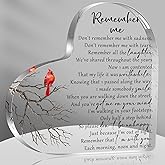 Bereavement Acrylic Heart Sign Gifts for Women, Sympathy Gifts for Loss of Loved One Remembrance Decor, Angel Red Cardinal Acrylic Memorial Gifts, Table Decor