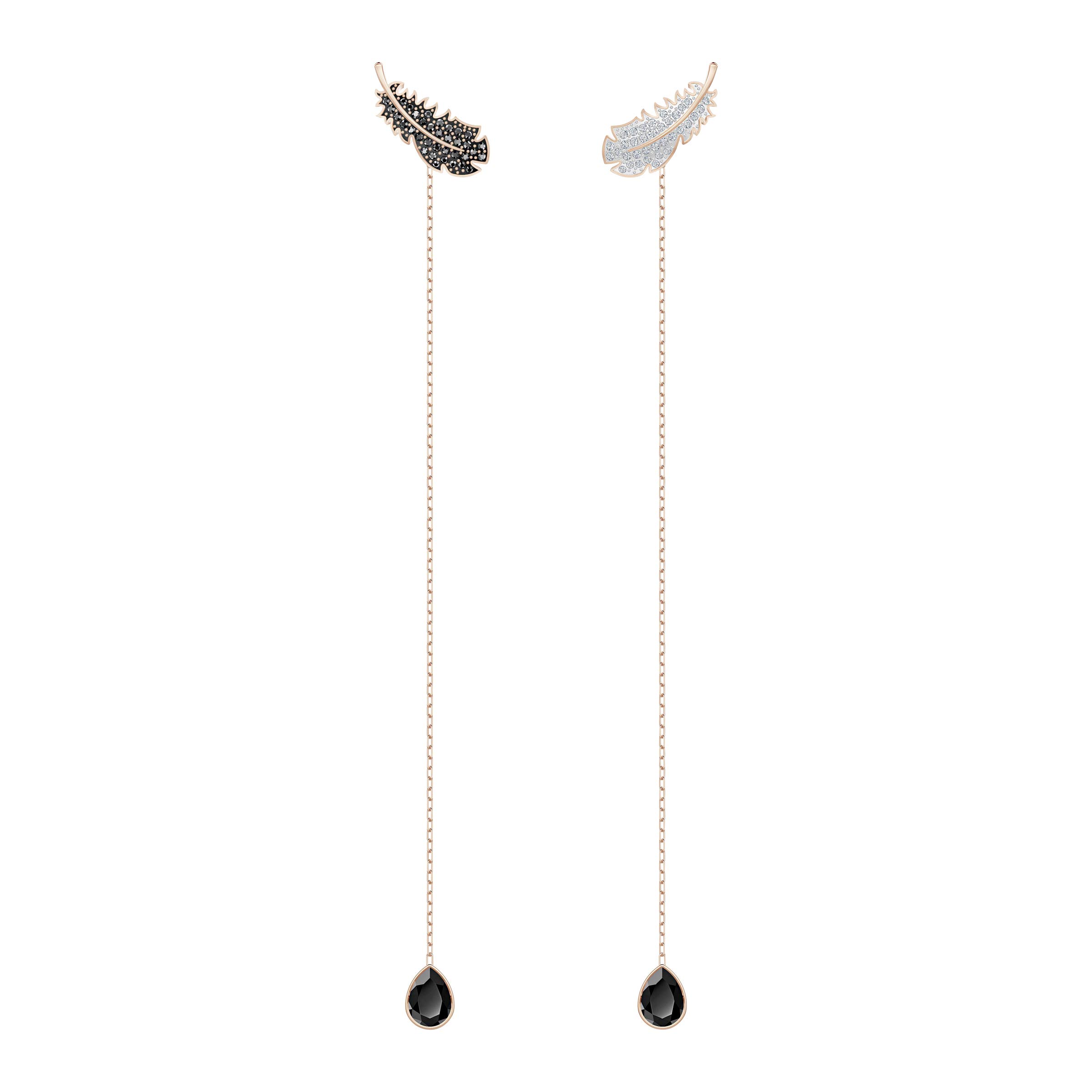 Naughty Pierced Earrings, Black, Rose-Gold Tone Plated