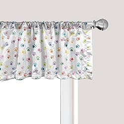 Ambesonne Cat Window Valance, Footprints of Cats