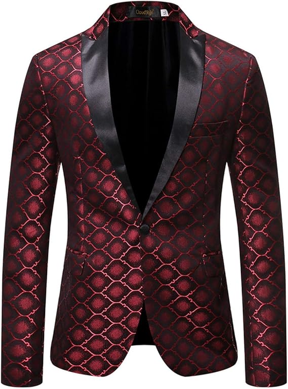 Amazon Co Jp メンズ プリント タキシード ジャケット 1ボタン スリムフィット ドレススーツ ブレザー フォーマル スポーツコート 服 ファッション小物