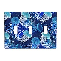 Moslion Blue Jellyfish Triple Gang Toggle Covers