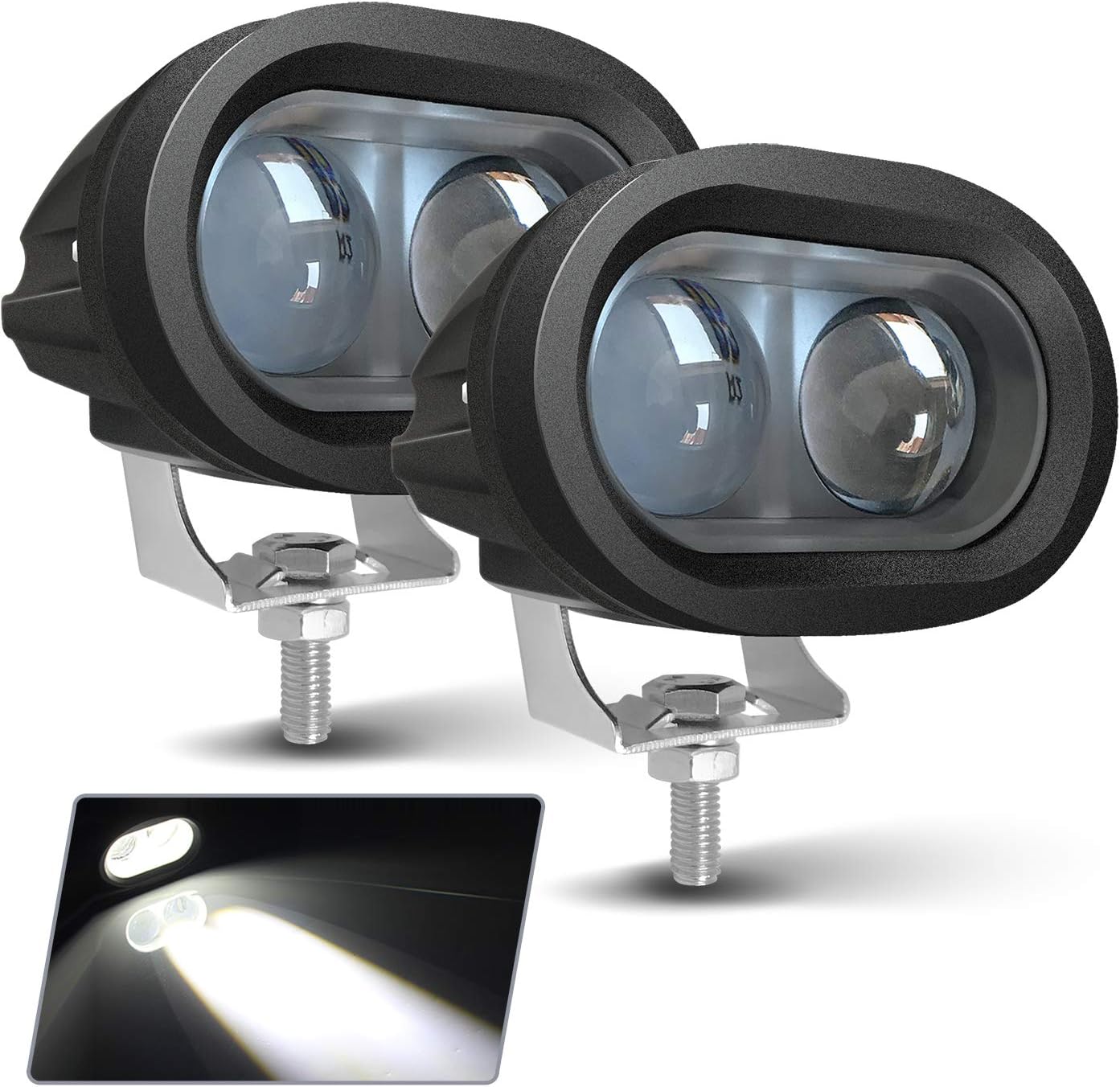 20W LED Motorcycle Lights Led Driving Light Forklift Safety Light 4D Lens Spot Light Led Truck Lights Heavy Duty LED Work Light White(Pack of 2)