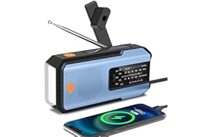 WENBELLE Emergency Hand Crank Radio with 3 LED Flashlight, AM/FM/NOAA Portable Weather Radio with Phone Charger, Solar Powered USB Charged Radio for Indoor Outdoor Camping, SOS Alarm (WB01 Blue)