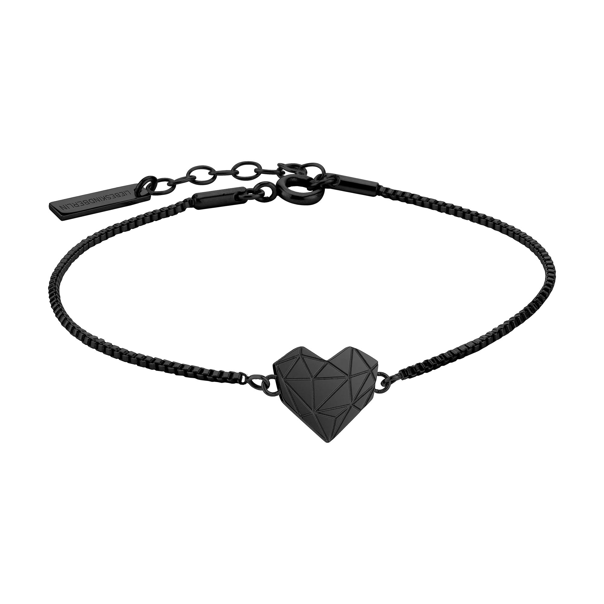 Liebeskind Berlin Bracelet femme coeur acier inoxydable argent 20 cm (noir), LJ-0328-B-V 17
