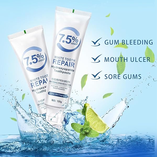 HYDROXYAPATITE TOOTHPASTE 7.5%, PROTECTS TEETH AND PROVIDES DEEP CLEANING, COOL MINT FLAVOR WITHOUT FLUORIDE, SUITABLE FOR SENSITIVE TEETH, 4.23 OUNCES (1 PACK)