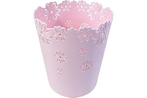 AORNTAE Nazr Wastebasket, Hollow Flower Shape Plastic Lidless Wastepaper Baskets Trash Can (S-Pink)