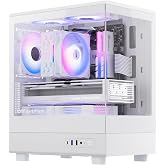 darkFlash DB330M Micro ATX PC Case, Pre-Install 3 PWM ARGB Fans, White | Full View Dual Tempered Glass MATX Gaming PC Case, Type C Port, Supports up to 240mm AIO 305mm GPU