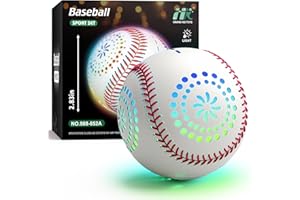HYES Light up Baseball with LED Rechargeable, 9 Lighting Modes Glow in The Dark Baseball, Official Size Leather Weighted Baseballs for Day Night Indoor Outdoor, Sport Game for Boy 8-12