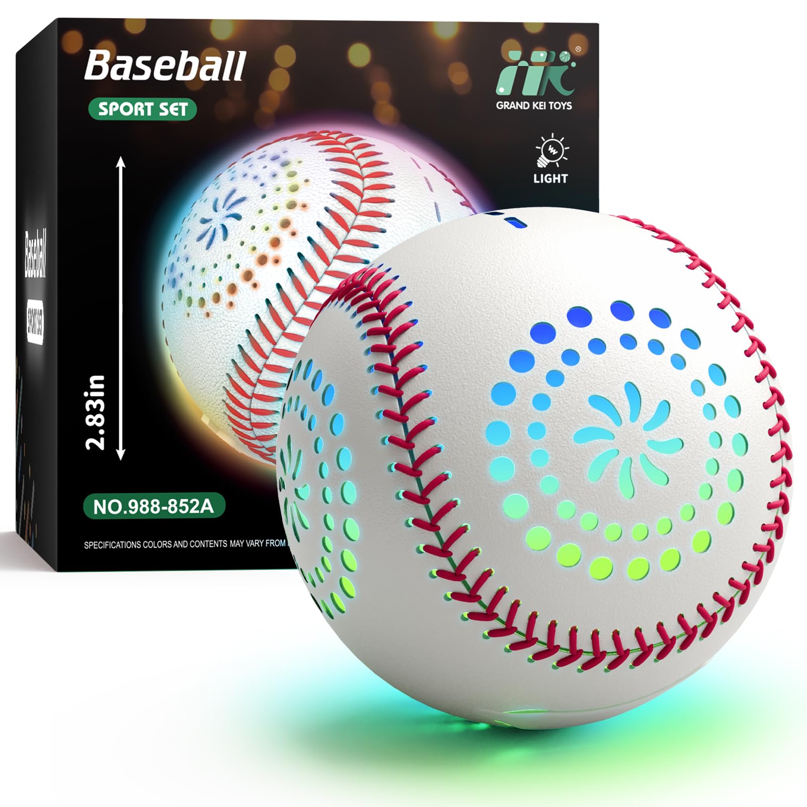 HYES Light up Baseball with LED Rechargeable, 9 Lighting Modes Glow in The Dark Baseball Gifts for Boys 8-12, Official Size Leather Weighted Balls for Day Night Indoor Outdoor Sport Game