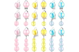 Skyley 9 Pairs Girls Colorful Clip on Drop Earrings Resin No Pierced Design Pretend Princess Play Earrings Jewelry Set