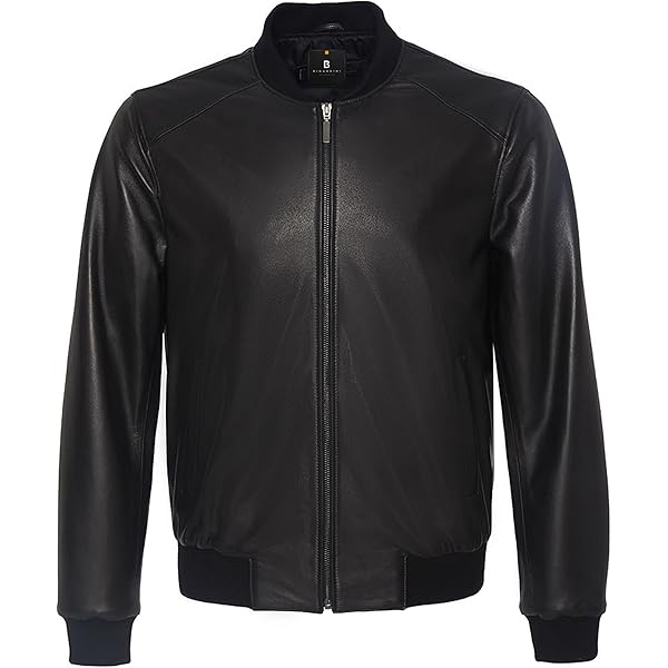 BGSD Men Brandon New Zealand Lambskin Leather Bomber Jacket at