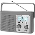 DreamSky AM FM Radio Portable - Shortwave Radio Battery Powered or Plug in Wall for Home Outdoor, Strong Reception, Large Dial Easy to Use, Digital Time Display, Transistor Antenna, Seniors Small Gfit