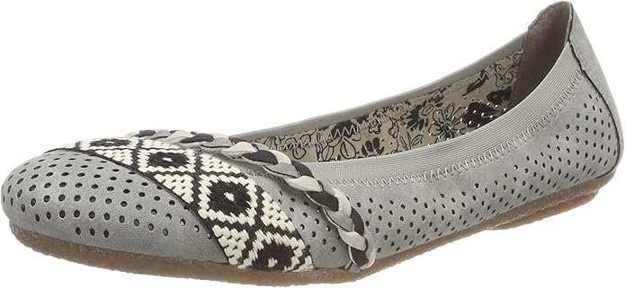 Amazon.com | Rieker Women's Closed Toe Ballet Flats, Grey (Cement/Schwarz/Offwhite/Schwarz-Creme 