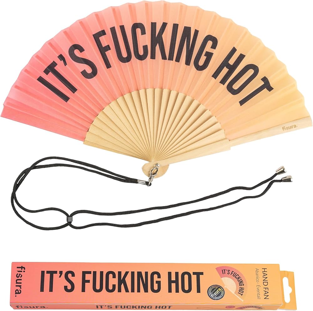 Fisura Original Folding Fan with Message — Eco Wood Handheld Fan Black/Red