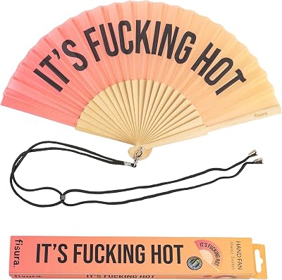 Fisura Original Folding Fan with Message — Eco Wood Handheld Fan Black/Red