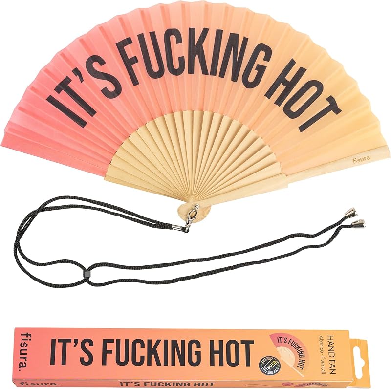Fisura Original Folding Fan with Message — Eco Wood Handheld Fan Black/Red