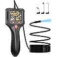 Endoscope Camera with Light, Industrial Digital Borescope, Snake Camera 1080P 8mm IP67 Inspection Camera, Sewer Drain Camera with 6 LED Lights 2.4" IPS Screen, 16.4FT Semi-Rigid Cable