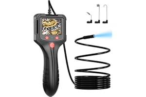 YEYETUO Endoscope Camera with Light, Industrial Digital Borescope, Snake Camera 1080P 8mm IP67 Inspection, Sewer Drain with 6 LED Lights 2.4" IPS Screen, 16.4FT Semi-Rigid Cable