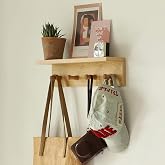 XAOMLP Entrance Coat Rack ，Coat Hooks, Wall-Mounted Wooden Hook Rack, Wall-Mounted Shelves(Oak Colored Finish&mdash;A-1)