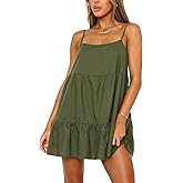 Coloquin Babydoll Dress for Women Spaghetti Strap Swing Dresses Sleeveless Short Flowy Dress Summer Loose Sundress