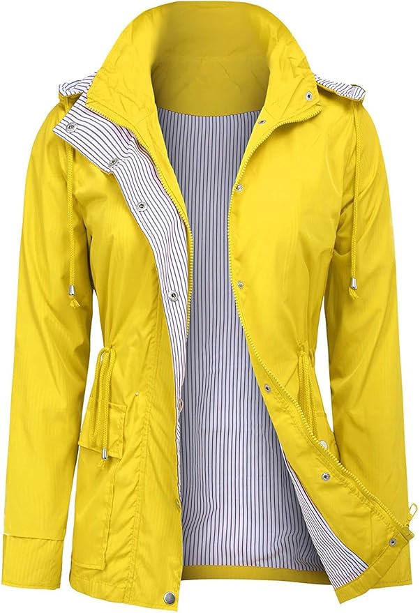 YINGJIELIDE Womens Rain Jacket with Hood Waterproof Breathable Raincoat