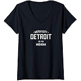 Womens Classic Retro Vintage Detroit Motor City - Special Edition V-Neck T-Shirt