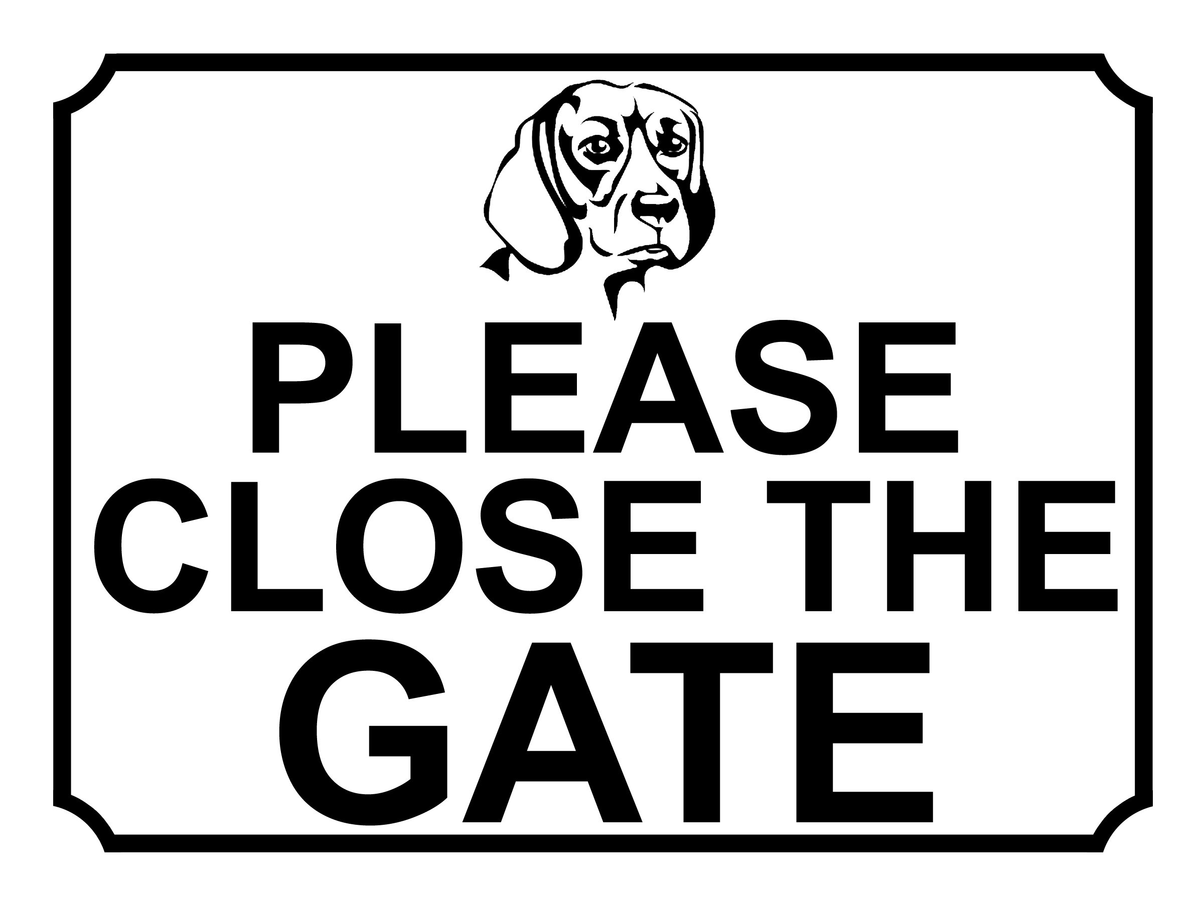 SHAWPRINT PLEASE CLOSE THE GATE DOG THEME METAL SIGN 267MM X 200MM (486H1L) LARGE 10" X 8"
