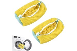 Shoe Washing Machine Bag,2 Pack Invisible Zipper Shoe Washing Bags for Laundry,Plush Interior for Deep Cleaning, Reusable Cle