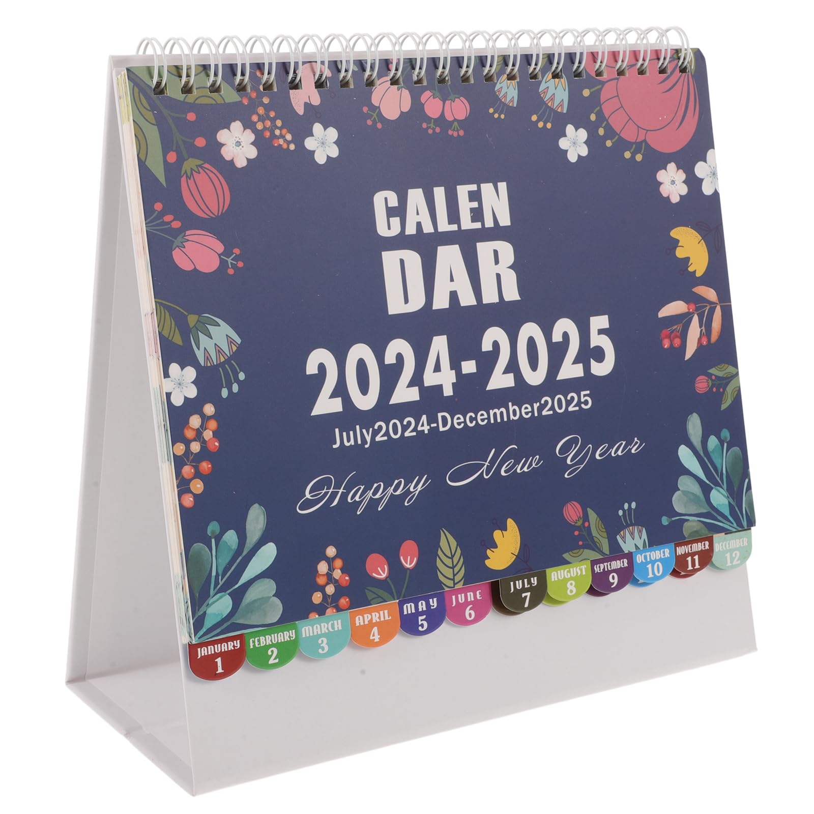 STOBOK Desk Calendar 2024-2025 Coil Binding Table Calendar 18 Months Standing Flip Calendar Agenda Planner for Home Office Blue Planner Calendar 2024.7-2025.12