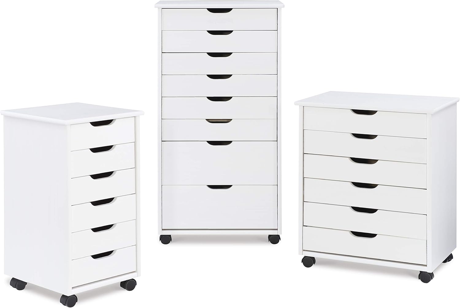Linon Home Decor Products Corinne Six Drawer Wide, White Wash Rolling Cart: Furniture & Decor