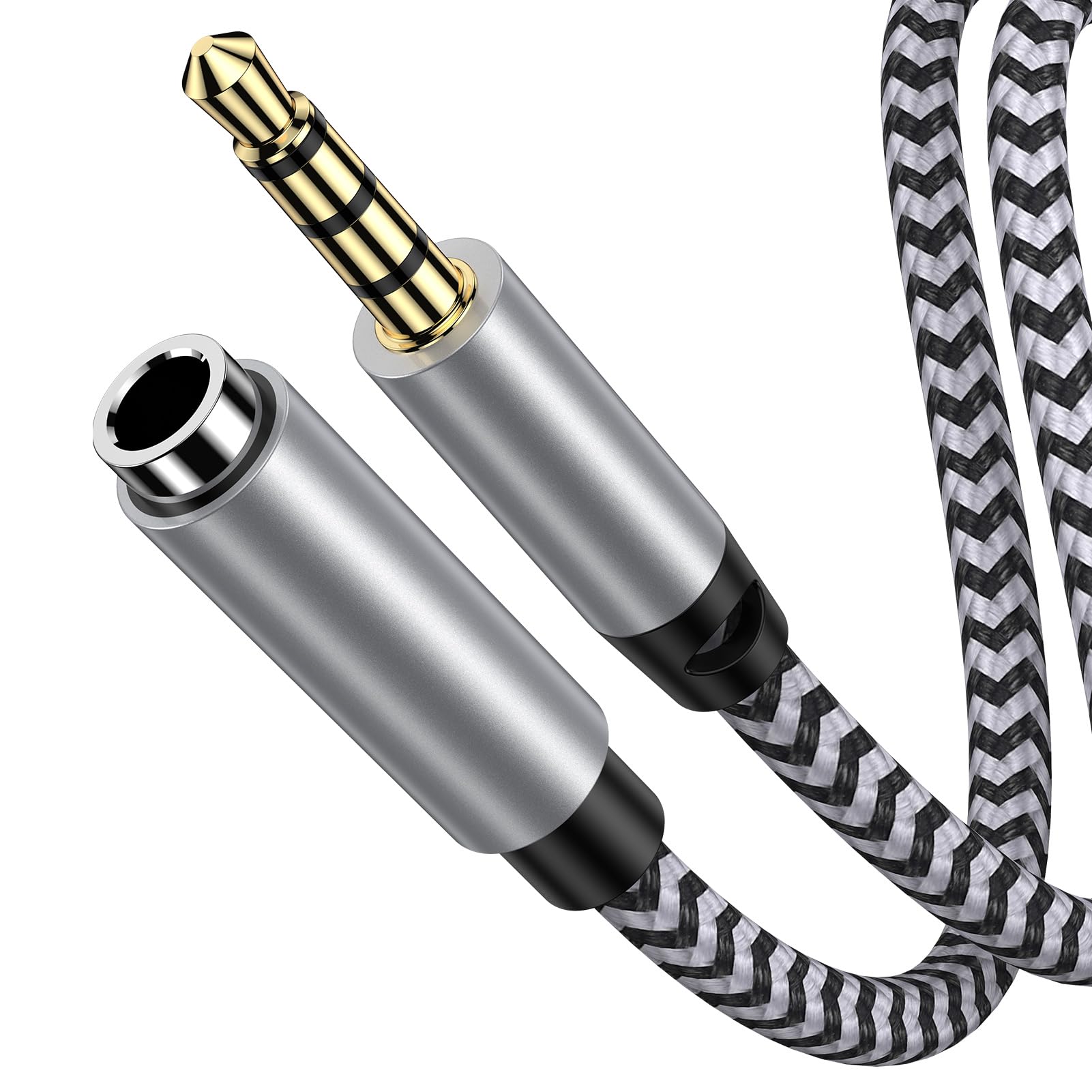Photo 1 of HOOTEK Headphone Extension Cable 6FT 3.5mm Male to Female Stereo Audio Extension Cable with Microphone Nylon Braided Aux Adapter Extender Cord for Headset iPhone iPad Smartphones Tablets Media Players