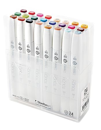 BRUSH Marker 24er - (ausgewähltes Farbsortiment) Set, TWIN Marker