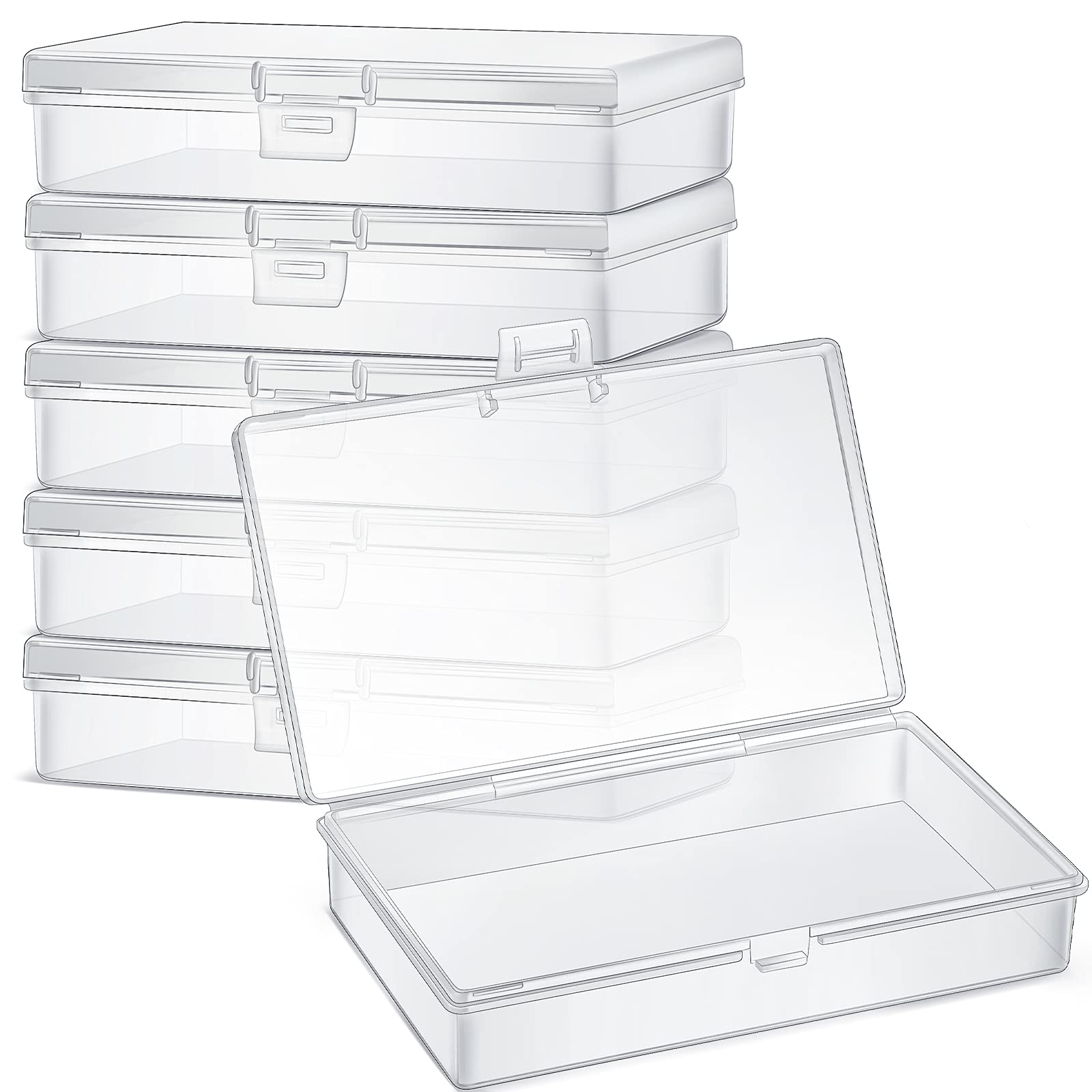 Photo 1 of 6 Pieces Mini Plastic Clear Beads Storage Containers Box for Collecting Small Items, Beads, Jewelry, Business Cards, Game Pieces, Crafts (5.2 x 3 x 1.2 Inch)