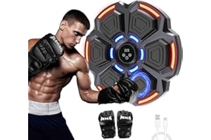 SNAWOWO Music Boxing Punching Machine for Adults - 9 Modes & 9 Speeds, Bluetooth Music Punching Machine with Gloves, Electronic LED Boxing Training Equipment Wall Mounted,Home Indoor Workout Trainer Equipment