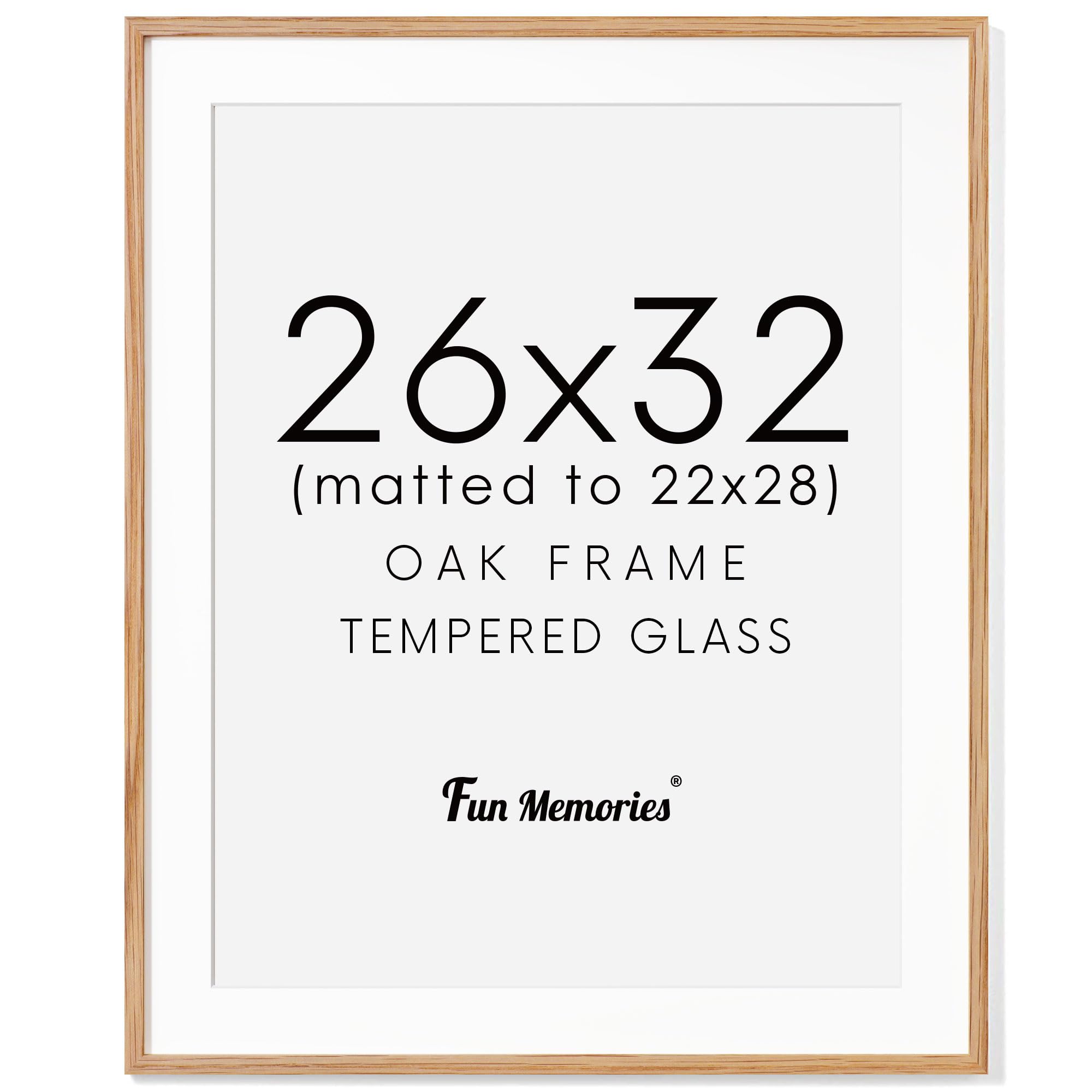 Oak Wood Frame - 26x32 Picture Frame with Tempered