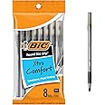 BIC Round Stic Grip Xtra Comfort Black Ballpoint Pens; Medium Point (1.2mm); 8-Count Pack; Perfect Writing Pens With Soft Grip for Superb Comfort and Control